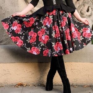 Pinup Couture Circle Skirt in Red Rose